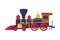 Vintage Steam Locomotive or Engine as Rail Transport Vehicle Vector Illustration