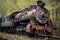vintage steam locomotive with rusted metal and decay