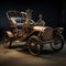 Vintage steam punk car with brass and metal. Generative AI