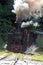 Vintage steam train locomotive - front view