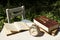 Vintage still life with old alarm clock, keys and books