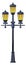 Vintage street light post. Cartoon city lamp