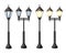 Vintage streetlights. Vector retro street lamp lights isolated on white background isolated on white background Web site page and