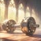 Vintage Strength: Steampunk Dumbbells in a Cathedral-Like Setting