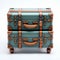 Vintage-style Blue Luggage Trunks On White Background