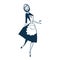 Vintage style clip art inspired by mid-century illustrations  - Dancing Happy Maid.