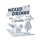 Vintage style clip art inspired by mid-century illustrations - Mixed Drinks Our Specialty Sign