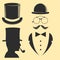 Vintage style design hipster gentleman vector illustration black silhouette design mustache element.