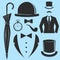 Vintage style design hipster gentleman vector illustration black silhouette design mustache element.