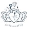 Vintage style emblem with human heart with wings