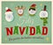 Vintage Style Family Spirit Christmas card in Spanish.