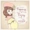 Vintage style graphic portrait of a pregnant woman