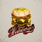 Vintage style hamburger sign background