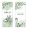 Vintage style hand drawn medicinal herbs sketch banners for promotion with green watercolor stain