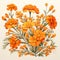 Vintage Style Illustration Of Orange Flowers And Berries