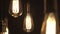 Vintage style light bulbs hanging from the ceiling. Old light bulb
