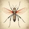 Vintage-style Mosquito Illustration With Trompe-l\\\'oeil Effect