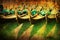 Vintage style picture of gondolas in Venice in a row