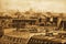 Vintage style picture of the roofs of Paris