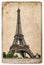 Vintage style postcard concept with Eiffel Tower Paris