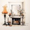Vintage Style Pumpkin Fireplace And Lamp Design