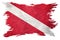 Vintage style scuba flag. Diver down flag. Brush stroke