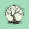 Vintage Style Tattoo Illustration Of Cracked Trunk Tree