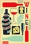 Vintage style wine poster. Retro vector illustration.