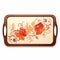 Vintage Style Wooden Tray With Grape And Flower Illustrations