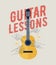 Vintage Styled Guitar Lessons Poster Flyer Banner Template. Perfecto for your guitar classes. Vector Illustration.