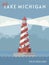 Vintage styled Lake Michigan Lighthouse travel poster