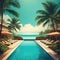 Vintage styled tropical summer beach resort hotel poster