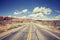 Vintage stylized scenic road, Arches National Park, USA