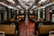 Vintage subway train car in New York Transit Museum located in downtown Brooklyn