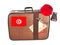 Vintage suitcase with Tunisia flag