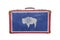 Vintage suitcase with Wyoming flag