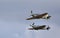 Vintage Supermarine Spitfire MK Vc G-AW11 AR501 and Hawker Sea Hurricane 1B Z 7015  aircraft in flight
