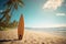 Vintage Surfboard on a Hawaiian Beach with Wavy Lines AI Generated