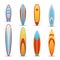 Vintage surfboards with cool graphic design vector set