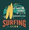 Vintage surfing club emblem