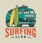 Vintage surfing colorful template