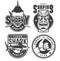 Vintage surfing monochrome emblems