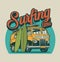 Vintage surfing time colorful concept