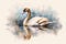 Vintage swimming swan watercolor Generative AI
