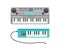 Vintage synthesizer musical equipment flat design vector illustration and classical white black musical keyboard sound