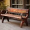 Vintage Synthetic Leather Bench With Rustic Charm