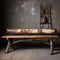 Vintage Synthetic Leather Bench With Rustic Charm