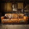 Vintage Synthetic Leather Couch With Rustic Charm