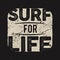 Vintage t-shirt apparel graphic design for surfing company. Retro surf tee design. Use as web banner, poster