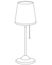 Vintage table lamp on a leg with a lampshade - a vector linear picture for coloring with an interior item. Outline. Table lamp in